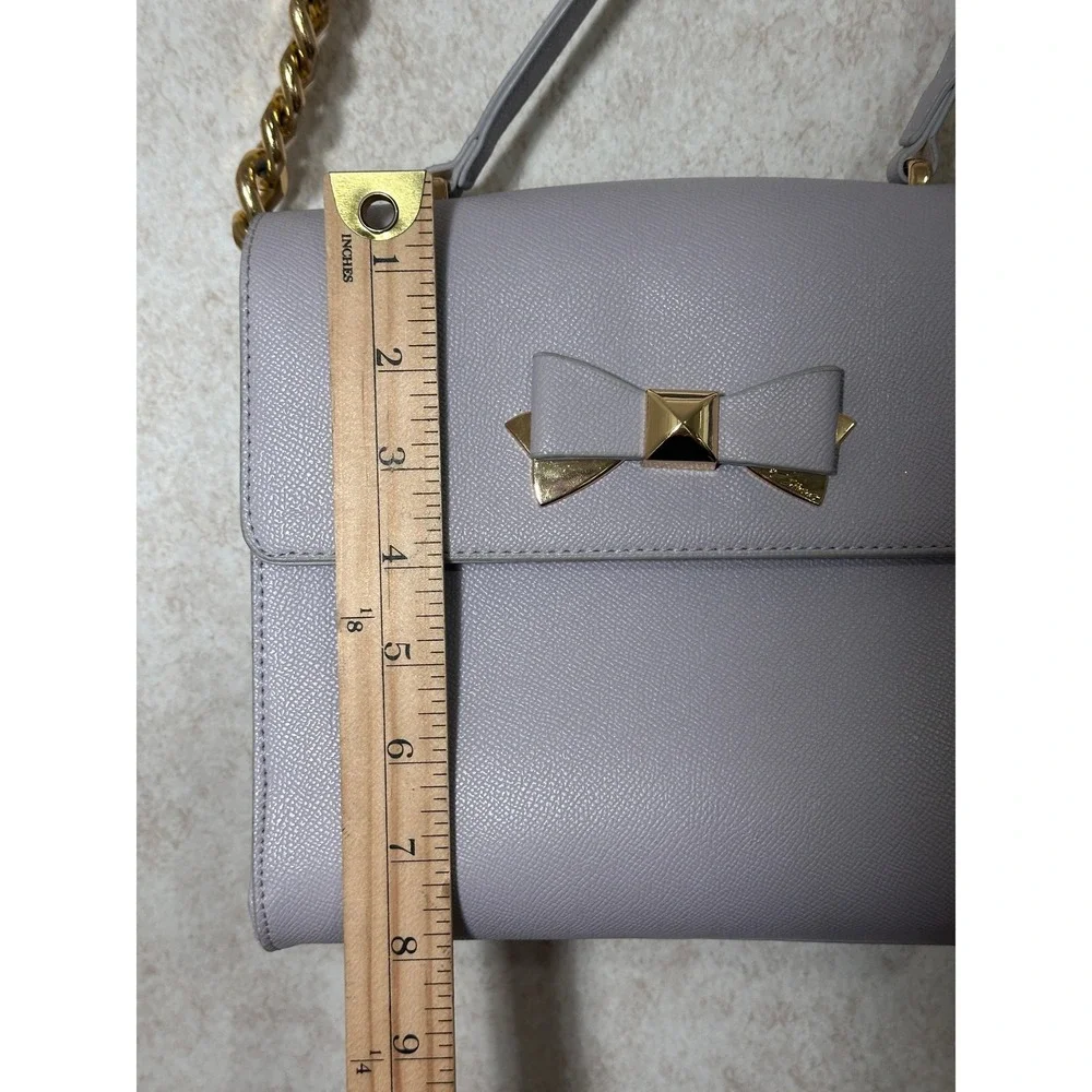 Betsey Johnson Devin Satchel‎ Top Handle Crossbody Bag Lilac Bow Chain Strap